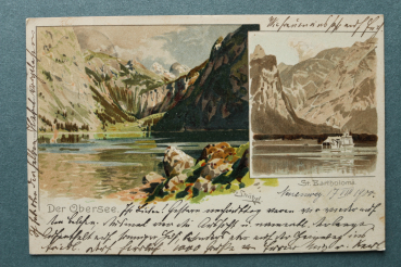 AK Obersee / 1900 / Künstler Karte Atelier Otto Strützel / Mehrbildkarte / Litho Lithographie / St Bartholomä
